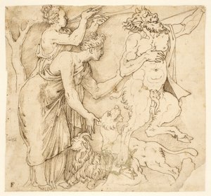 A Satyr, Two Women, a Lion and a Goat