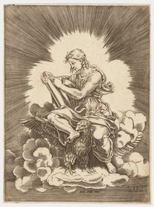 Saint John, Writing, Seated on an Eagle by after Giulio Romano