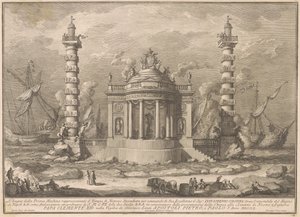 The Prima Macchina for the Chinea of 1760: The Temple of Neptune by after Giuseppe Palazzi Giuseppe Vasi after Paolo Posi