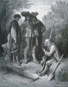 Illustration for The Old Man and the Three Young Men, from Fables by Jean de La Fontaine