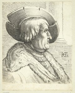 Fantasy Portrait of an Old Man with Hat in Profile by after Hendrick Goltzius