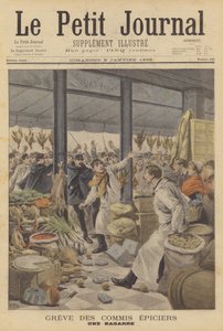 A scuffle during a strike by grocers clerks