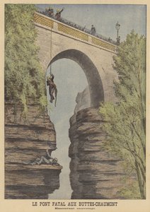 Rescue of an attempted suicide at the bridge in the Parc des Buttes-Chaumont, Paris
