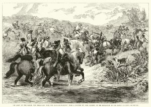An Army on the March, the Rearguard with the Baggage-Waggons, in the Exhibition of the Royal Academy by after John Gilbert