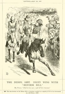 The Derby, 1867, Dizzy Wins with Reform Bill by after John Tenniel