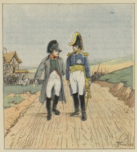 On the Way to Elba, Napoleon Meets Augereau by after Louis Charles Bombled