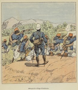 Attack on the Village of Andratra by after Louis Charles Bombled