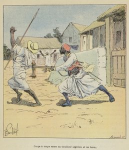 Hand-to-Hand Combat Between an Algerian Sharpshooter and a Hova by after Louis Charles Bombled