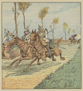 Prussian Cuirassiers Pursued by the Franc-Tireurs by after Louis Charles Bombled