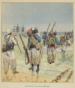 Disembarkation of the Turcos in Majunga by after Louis Charles Bombled