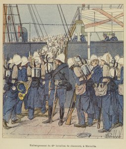 Embarkation of the 40th Battalion of Chasseurs in Marseille by after Louis Charles Bombled