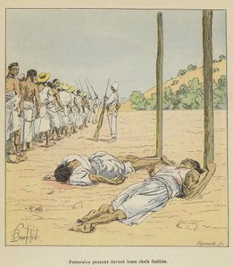 Fahavalos passing in front of their executed chiefs by after Louis Charles Bombled