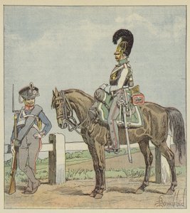 Prussian Line Infantry (42nd Reg) and Prussian Cuirassier (1806) by after Louis Charles Bombled