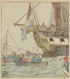 The Emperor at Plymouth, aboard the Bellerophon by after Louis Charles Bombled