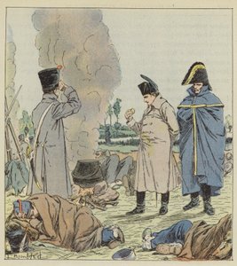 The Emperor at the Bivouac on the Banks of the Sambre by after Louis Charles Bombled