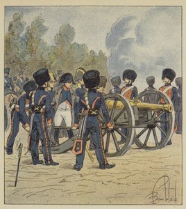 The Emperor himself points the pieces of the guard, at Montereau by after Louis Charles Bombled