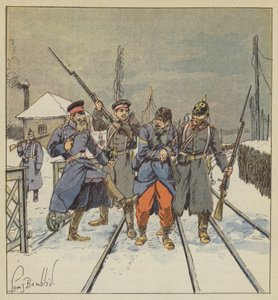 Quartermaster Papot, Wounded and Captured, is Shamefully Beaten by a Prussian Officer by after Louis Charles Bombled