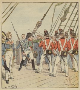 The Emperor commands the exercise to the soldiers of the Bellerophon by after Louis Charles Bombled