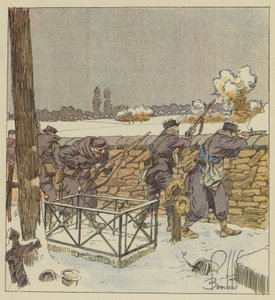 The Franc-Tireurs of Paris Defend the Montsort Cemetery by after Louis Charles Bombled