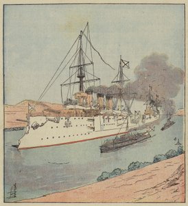 Russian Warships in the Suez Canal by after Louis Charles Bombled