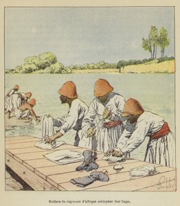African Regiment Soldiers Cleaning Their Laundry