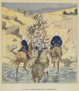 A Military Convoy on the Road to Suberbieville by after Louis Charles Bombled