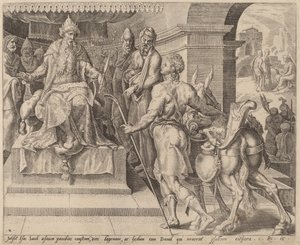 David Bringing Presents from His Father to Saul by after Maerten van Heemskerck