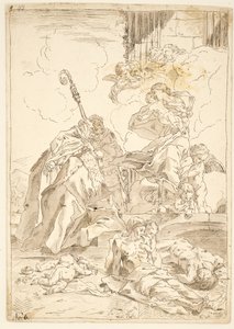 The Madonna and Child Appearing to Two Male Saints During an Outbreak of Plague by after Pietro Testa
