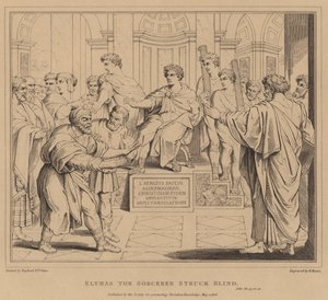 Elymas the Sorcerer struck blind, Acts by after Raphael