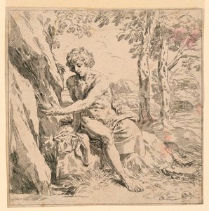 Saint John in the Wilderness by after Simone Cantarini