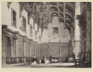 Burleigh Great Hall, Northamptonshire by after Thomas Allom