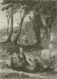 The Lion and the Gnat by after Tony Johannot