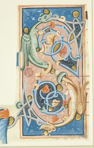 Ornamented initial S, whose curves partially consist of two dragons