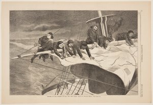 Winter at Sea – Taking in Sail off the Coast by Winslow Homer