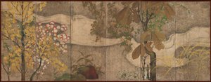 Autumn Trees and Grasses by a Stream by anonymous 