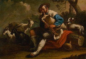 Shepherd with a Flock by anonymous 