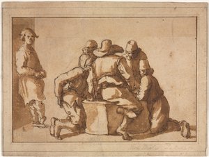 Genre Scene of Young Men Playing a Game by attributed to Frederico Zuccaro