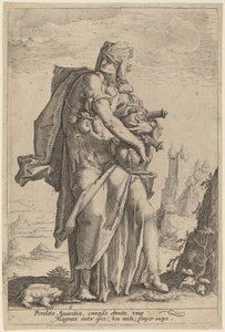 Avarice by attributed to Jacob Matham, after Hendrik Goltzius