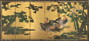 Phoenixes and Paulownia by attributed to Tosa Mitsuyoshi