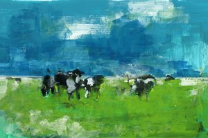 Abstract Cows in Pasture