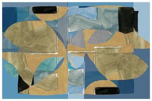 Blue Tan Abstract Collage by cartissi
