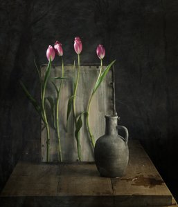 Rustic Tulips Still Life by chenyi wang