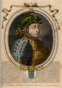Carolingian Dynasty: Portrait of Charles III Le Gros (839-888) King of the Franks - Charles III the Fat - engraving from 