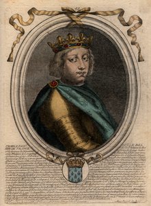 Portrait of Charles IV the Bel (1294-1328), King of France - engraving from 