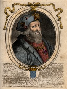 Portrait of Clotaire I, King of the Franks - engraving from 
