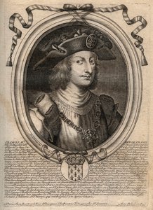 Portrait of Clovis II, King of the Francs (c.633-657) - engraving from 