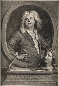 Portrait of Guillaume Coustou, French sculptor - engraving by Larmessin after J. de Lien