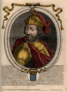 Portrait of Lothaire (941-986), King of the Franks - engraving from 