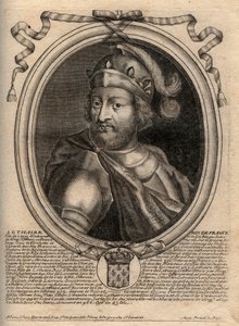 Portrait of Lothaire (941 - 986), King of the Franks - engraving from 