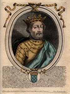 Portrait of Louis VIII, King of France - Louis VIII King of France - Engraving from Les Augustes Representations de tous les Kings de France depuis Pharamond à la LouisXIV, Paris by de Larmessin